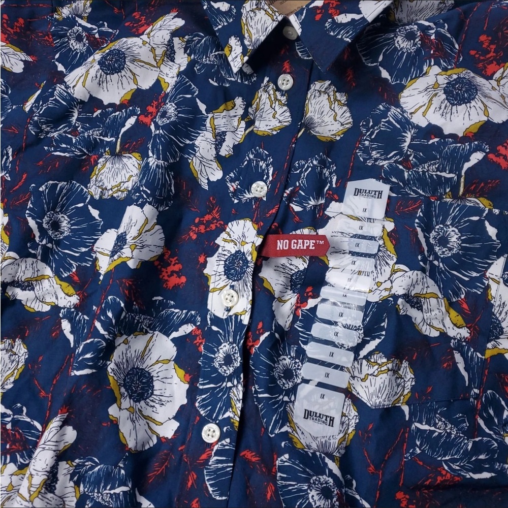 Duluth Wrinklefighter Floral Button Shirt Womens Plus Size 1X NWT - Picture 6 of 8